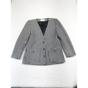Vintage RUSS Petites White/Black Tweed Jacket USA 4